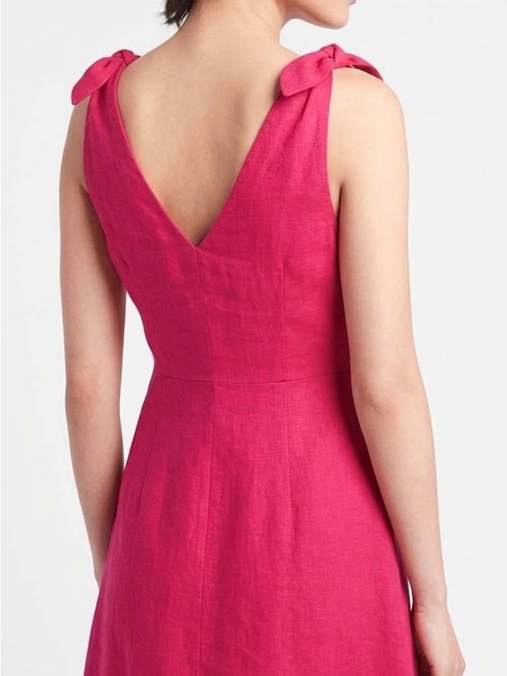 Gap Hot Pink 100% Linen Tie-Strap Mini Dress NWT 4 - Picture 3 of 5
